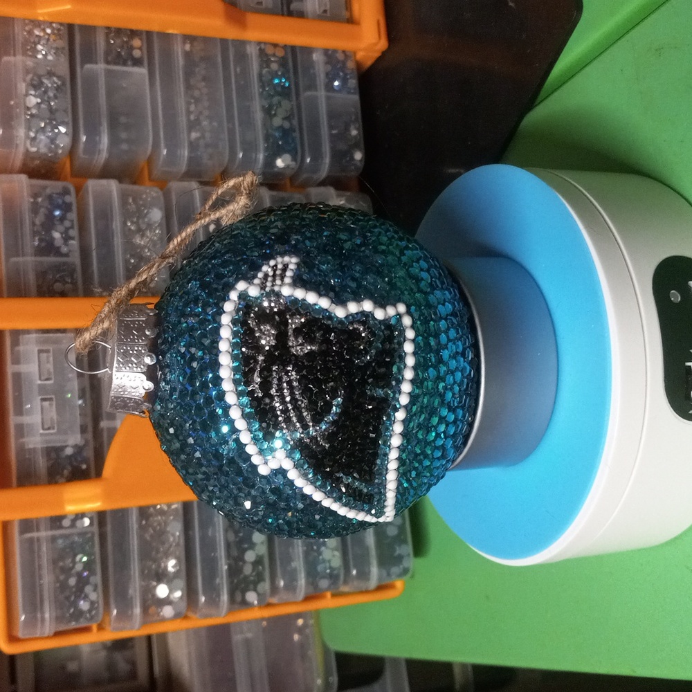 Handmade xmas ornament NFL Carolina Panthers